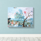 熱帯鳥の風景画 キャンバスプリント (インサイチュ (ウッドフロア))