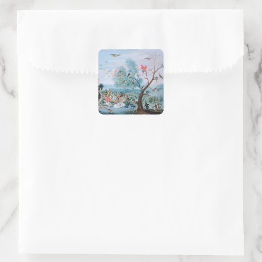 熱帯鳥の風景画 スクエアシール (バッグ)