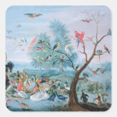 熱帯鳥の風景画 スクエアシール (正面)