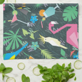 熱帯鳥の飲み物鮮やか：シームレス。 キッチンタオル (折り畳み)