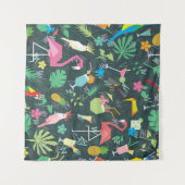 熱帯鳥の飲み物鮮やか：シームレス。 タペストリー (正面(横))