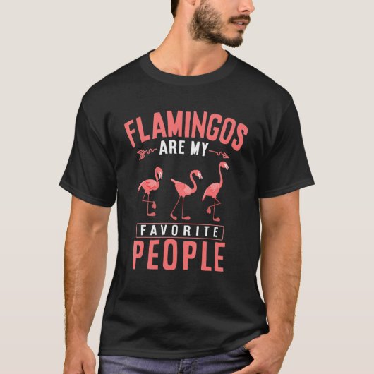 熱帯鳥エキゾチック動物ピンクフラミンゴ Tシャツ (正面)