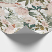 熱帯鳥コッカトゥージャングルパターン-白 ラッピングペーパー (角)