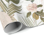 熱帯鳥コッカトゥージャングルパターン-白 ラッピングペーパー (ロールコーナー)