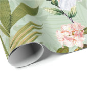 熱帯鳥コッカトゥージャングルパターン-緑 ラッピングペーパー (ロールコーナー)