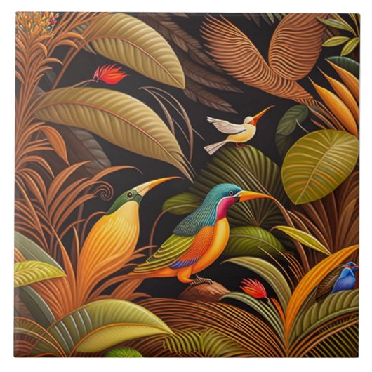 熱帯鳥セラミックタイル タイル (正面)