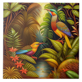 熱帯鳥セラミックタイル タイル