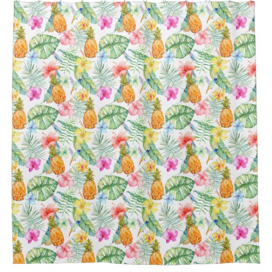 熱帯鳥フローラ シャワーカーテン (正面)