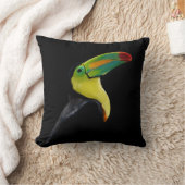 熱帯鳥ブラックイエローグリーントゥーカン クッション (ブランケット)