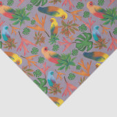 熱帯鳥ラベンダー花パターン 薄葉紙 (詳細)