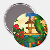 熱帯鳥1 「オウム」 マグネット (正面/裏面)