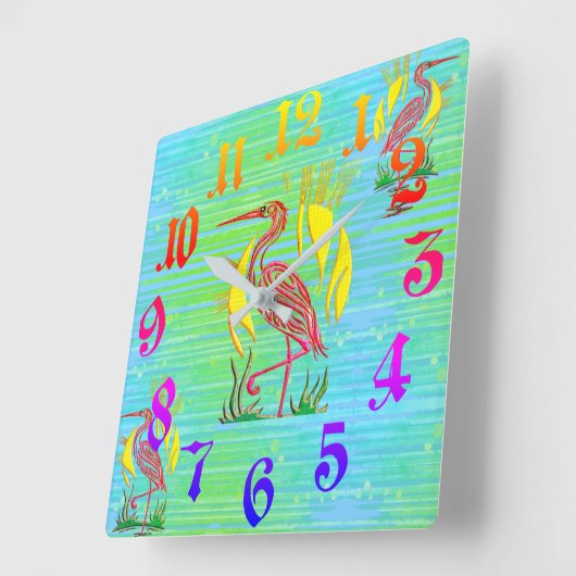 熱帯鳥 スクエア壁時計 (傾斜)