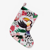 熱帯鳥、フローラの鳩パターン。 スモールクリスマスストッキング (正面 (吊り時))