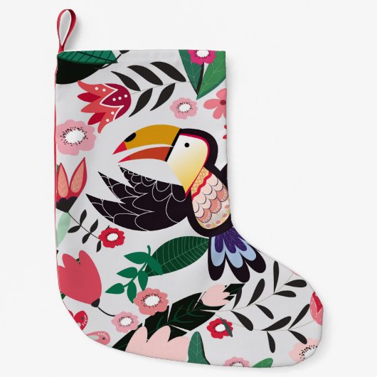 熱帯鳥、フローラの鳩パターン。 スモールクリスマスストッキング (正面)