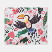 熱帯鳥、フローラの鳩パターン。 フリースブランケット (正面(横))