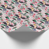 熱帯鳥、フローラの鳩パターン。 ラッピングペーパー (角)