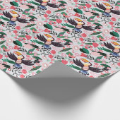 熱帯鳥、フローラの鳩パターン。 ラッピングペーパー (角)