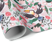 熱帯鳥、フローラの鳩パターン。 ラッピングペーパー (ロールコーナー)