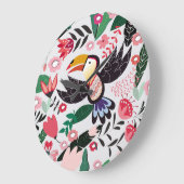 熱帯鳥、フローラの鳩パターン。 ラージ壁時計 (傾斜)