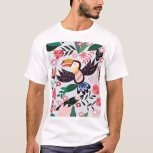 熱帯鳥、フローラの鳩パターン。 Tシャツ