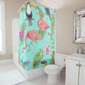 熱帯鳥：水色のシームレスなパターン。 シャワーカーテン (インサイチュ)