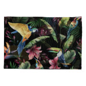 熱帯鳥、花：水彩パターン。 枕カバー (裏面)