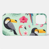 熱帯鳥、花、水彩模様。 Case-Mate iPhoneケース (裏面 (横))