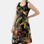 熱帯鳥:葉ヴィンテージと花 エプロン (インサイチュ)