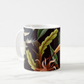 熱帯鳥:葉ヴィンテージと花 コーヒーマグカップ (正面左)