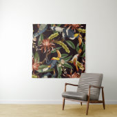 熱帯鳥:葉ヴィンテージと花 タペストリー (インサイチュ(横))