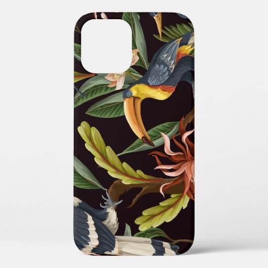 熱帯鳥:葉ヴィンテージと花 Case-Mate iPhoneケース (裏面)