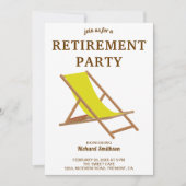 熱帯黄色のビーチチェア退職パーティー 招待状 (正面)