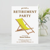 熱帯黄色のビーチチェア退職パーティー 招待状 (スタンド正面)