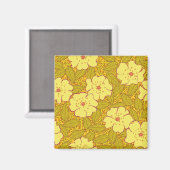 熱帯黄色の花のパターン マグネット (正面/裏面)