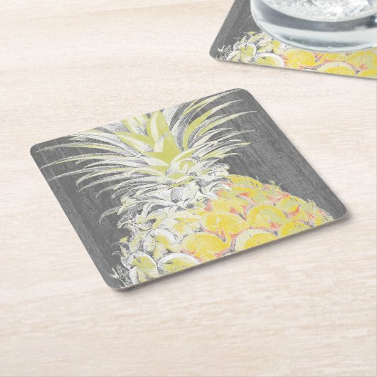 熱帯黄色ピネリンゴ スクエアペーパーコースター (アングル)