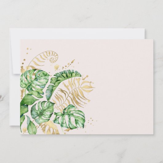 熱帯黄金色の葉のアンパサンド結婚ーズ 招待状 (裏面)
