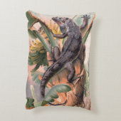 熱帯黒イグアナ、ヴィンテージ野生爬虫類 アクセントクッション (裏面(縦))