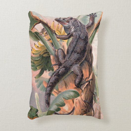 熱帯黒イグアナ、ヴィンテージ野生爬虫類 アクセントクッション (正面(垂直))