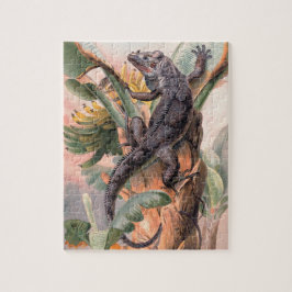 熱帯黒イグアナ、ヴィンテージ野生爬虫類 ジグソーパズル