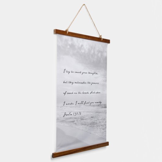 熱帯黒白ビーチ波詩編バイブル 吊り下げ型タペストリー (傾斜あり)