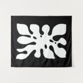 熱帯黒白モンステラ葉抽象芸術 タペストリー (正面(横))