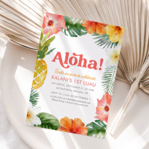 熱帯1ルアウ(ハワイ式宴会)フローラ誕生日 招待状