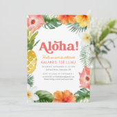 熱帯1ルアウ(ハワイ式宴会)フローラ誕生日 招待状 (スタンド正面)