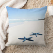 熱帯2の水の端の2匹の青いヒトデ クッション (ブランケット)