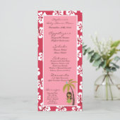 熱帯25枚のメニューカードピンクのハワイのルアウ(ハワイ式宴会) メニュー (スタンド正面)