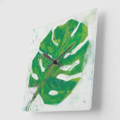 熱帯|のシュロの葉 スクエア壁時計 (傾斜)