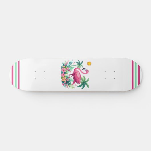 熱帯/フロリダピンクフラミンゴ スケートボード (横)