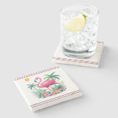 熱帯/フロリダピンクフラミンゴ ストーンコースター (横)