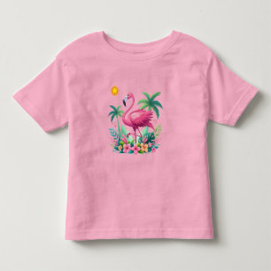 熱帯/フロリダピンクフラミンゴ トドラーTシャツ