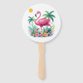 熱帯/フロリダピンクフラミンゴ ハンドファン (正面)